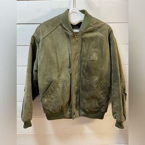 BOULEVARD CLUB VINTAGE SUEDE BOMBER – OLIVE GREEN – SIZE XL